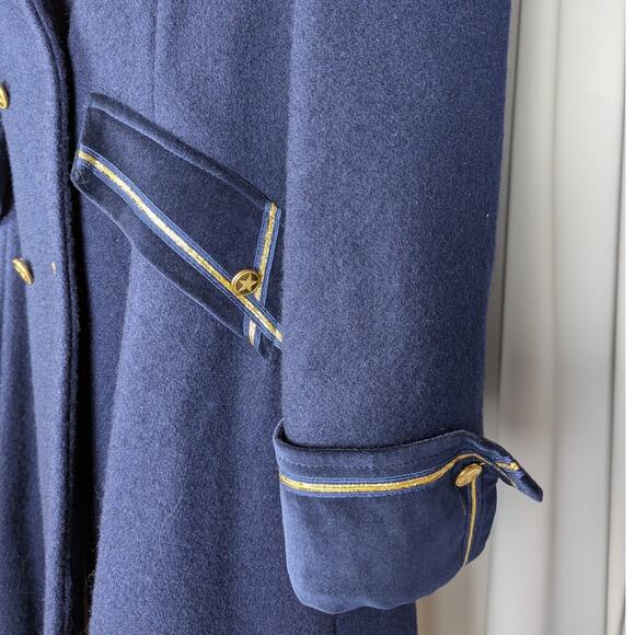 Vintage Wool Double-Breasted Nautical Theme Kids Peacoat with Hat Navy Blue L - Picture 14 of 16